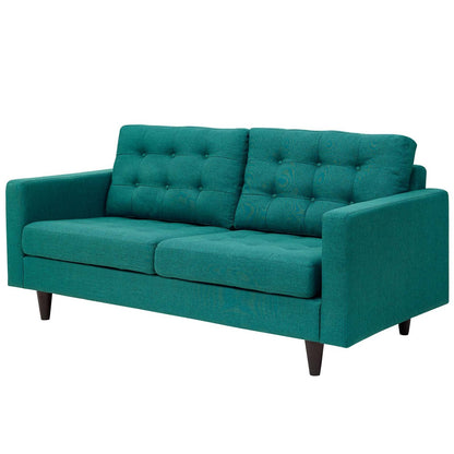 Empress Sofa and Loveseat Set of 2, Fabric, Aqua Blue 14309