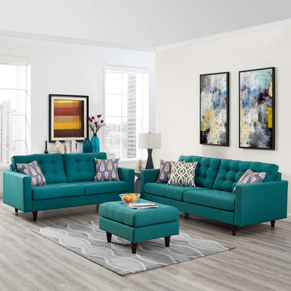 Empress Sofa and Loveseat Set of 2, Fabric, Aqua Blue 14309