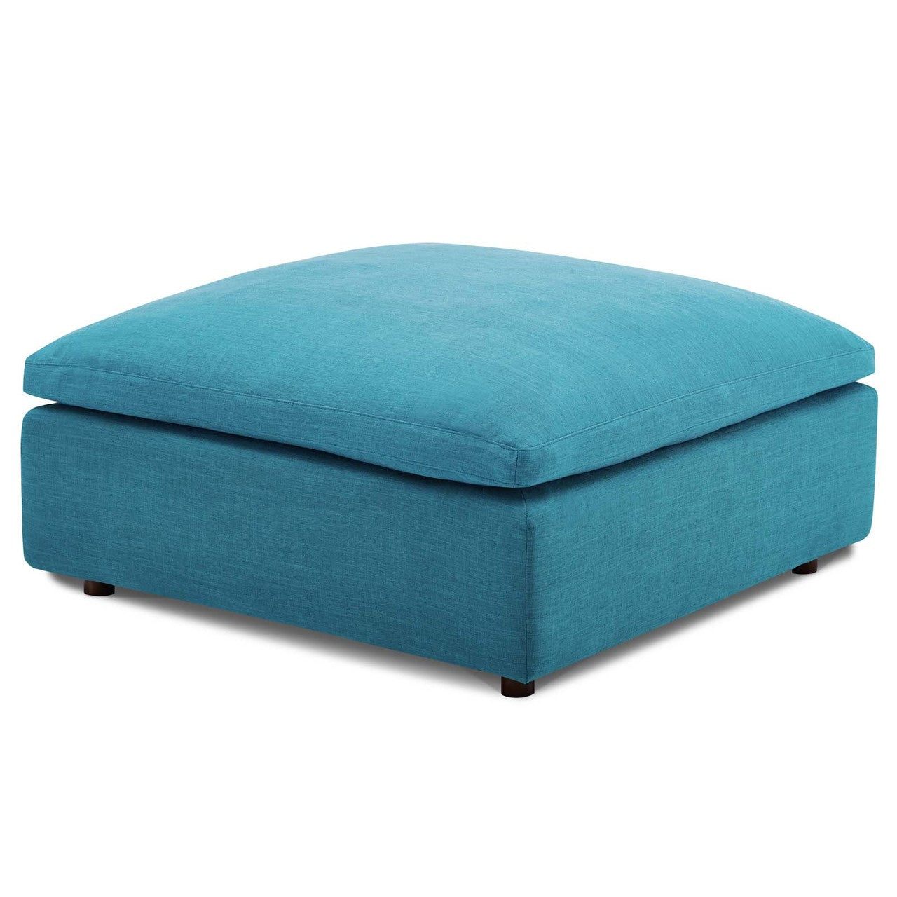 Commix Down Filled Overstuffed Ottoman, Fabric, Aqua Blue 15709