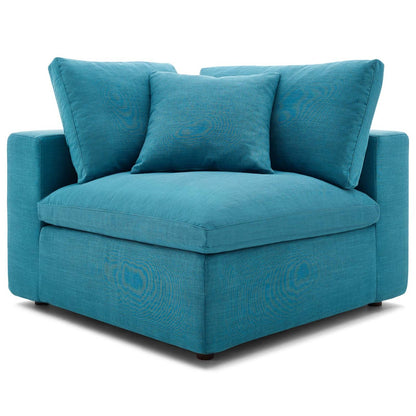 Commix Down Filled Overstuffed Corner Chair, Fabric, Aqua Blue 15714