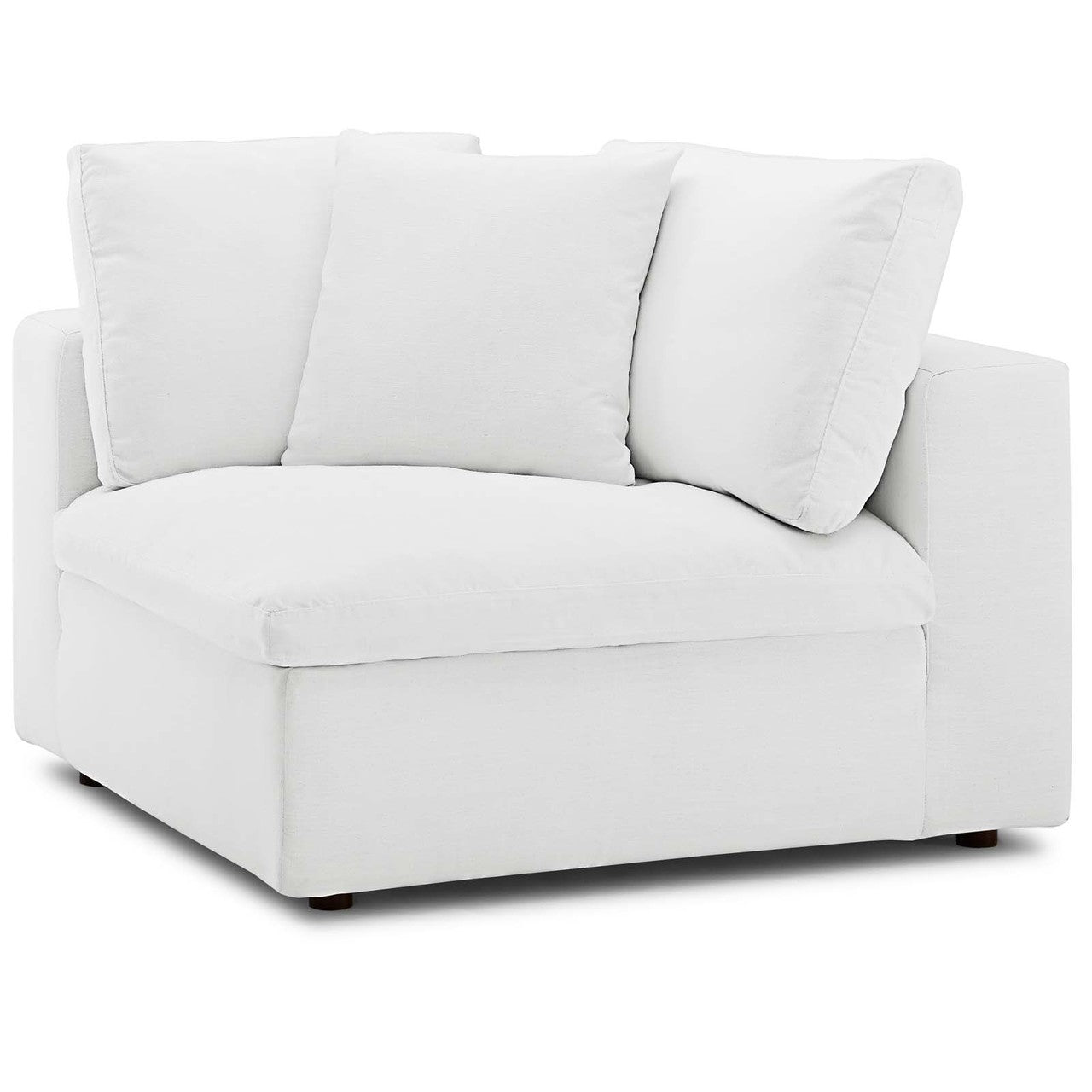 Commix Down Filled Overstuffed Corner Chair, Fabric, White 15715