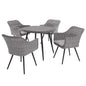 Endeavor 5 Piece Outdoor Patio Wicker Rattan Dining Set, Fabric Rattan Wicker Aluminum, Grey Gray, 17292