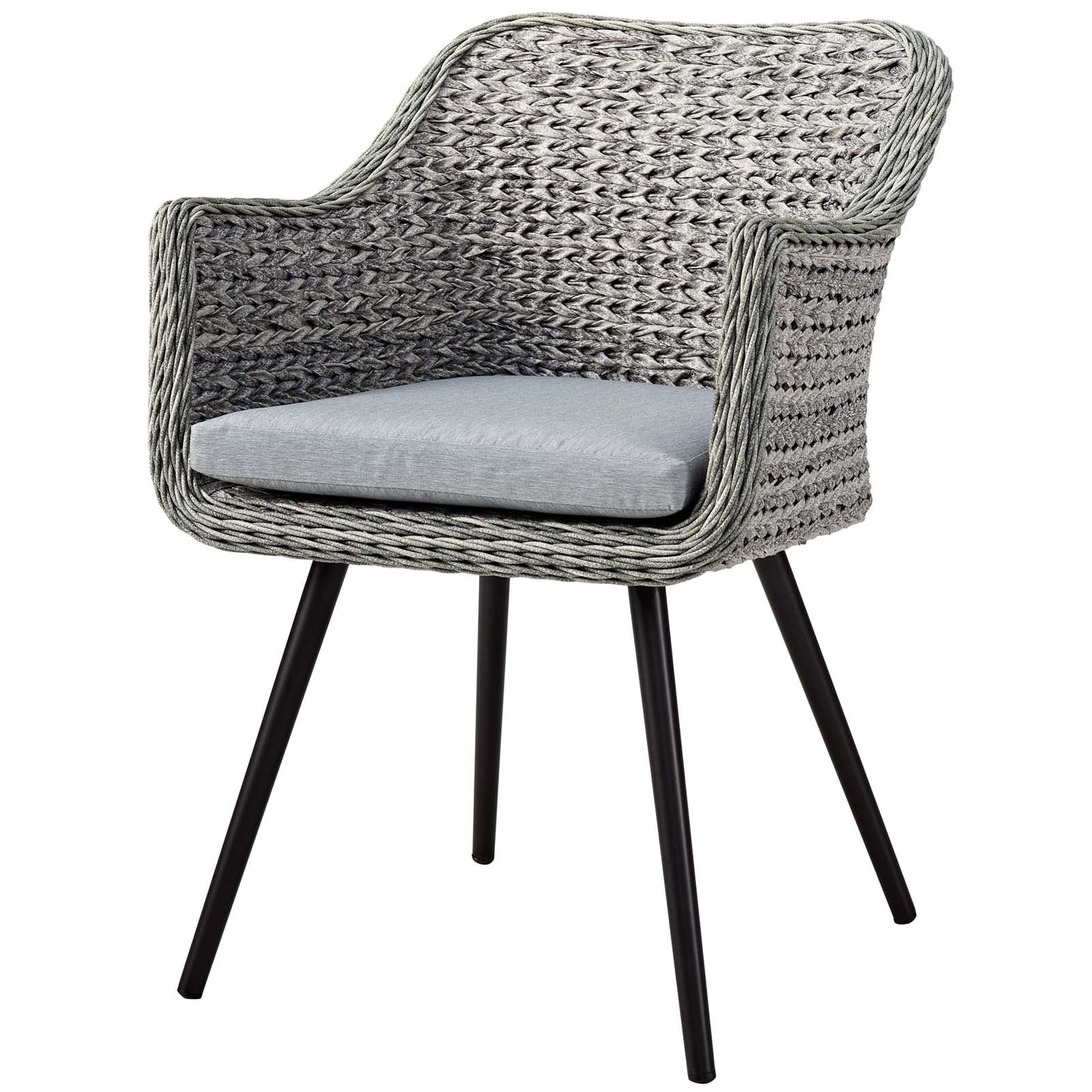 Endeavor 5 Piece Outdoor Patio Wicker Rattan Dining Set, Fabric Rattan Wicker Aluminum, Grey Gray, 17292