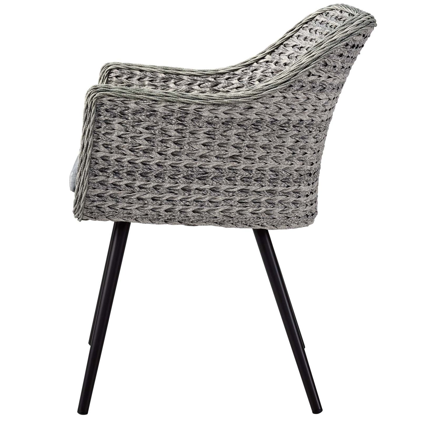 Endeavor 5 Piece Outdoor Patio Wicker Rattan Dining Set, Fabric Rattan Wicker Aluminum, Grey Gray, 17292