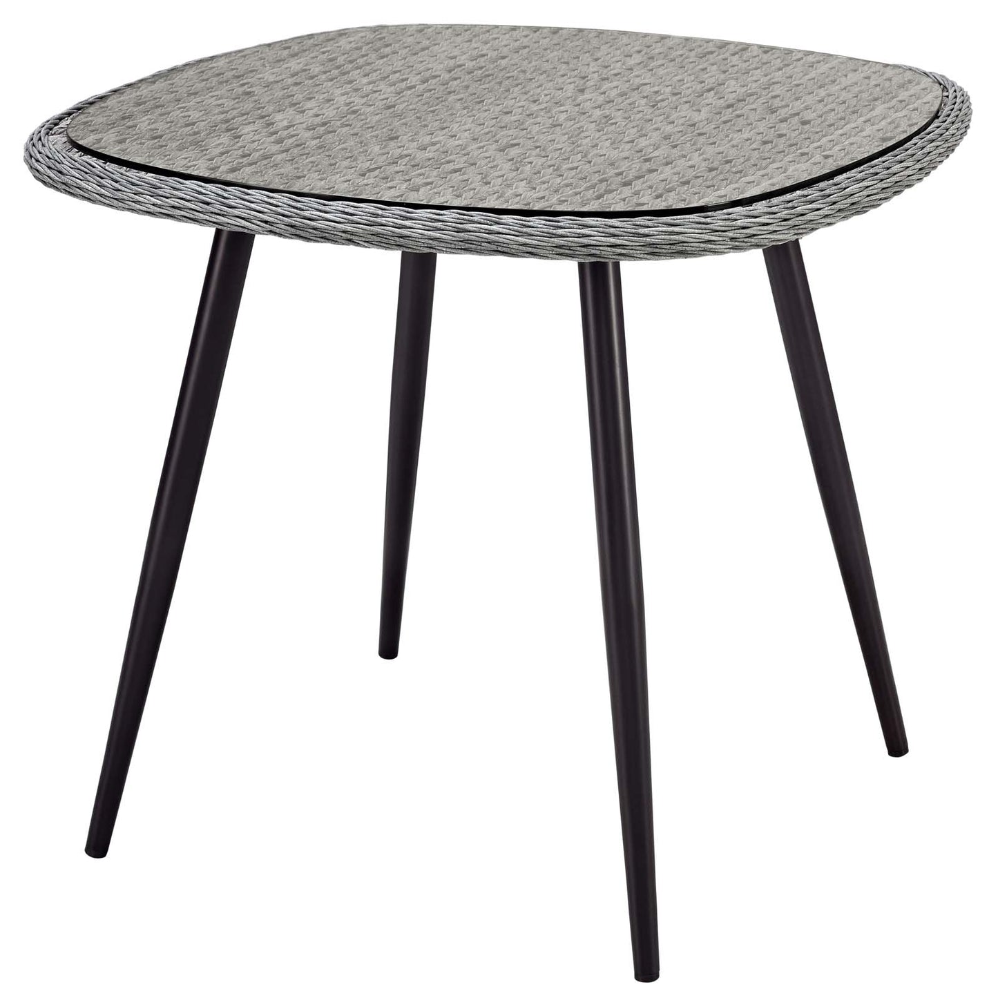 Endeavor 5 Piece Outdoor Patio Wicker Rattan Dining Set, Fabric Rattan Wicker Aluminum, Grey Gray, 17292