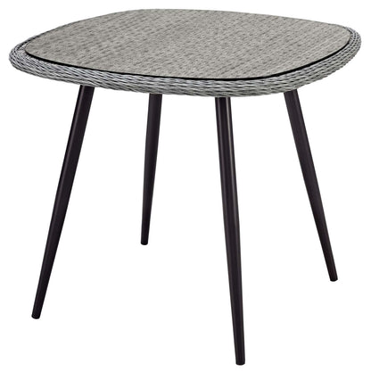 Endeavor 5 Piece Outdoor Patio Wicker Rattan Dining Set, Fabric Rattan Wicker Aluminum, Grey Gray, 17292