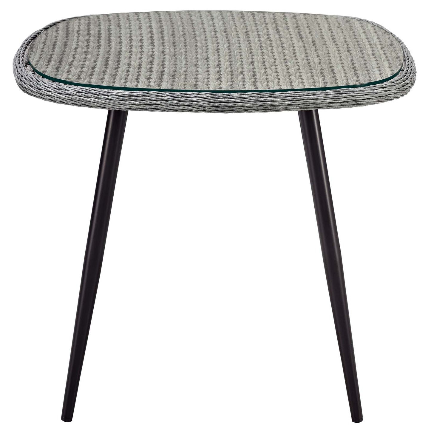 Endeavor 5 Piece Outdoor Patio Wicker Rattan Dining Set, Fabric Rattan Wicker Aluminum, Grey Gray, 17292