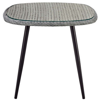 Endeavor 5 Piece Outdoor Patio Wicker Rattan Dining Set, Fabric Rattan Wicker Aluminum, Grey Gray, 17292
