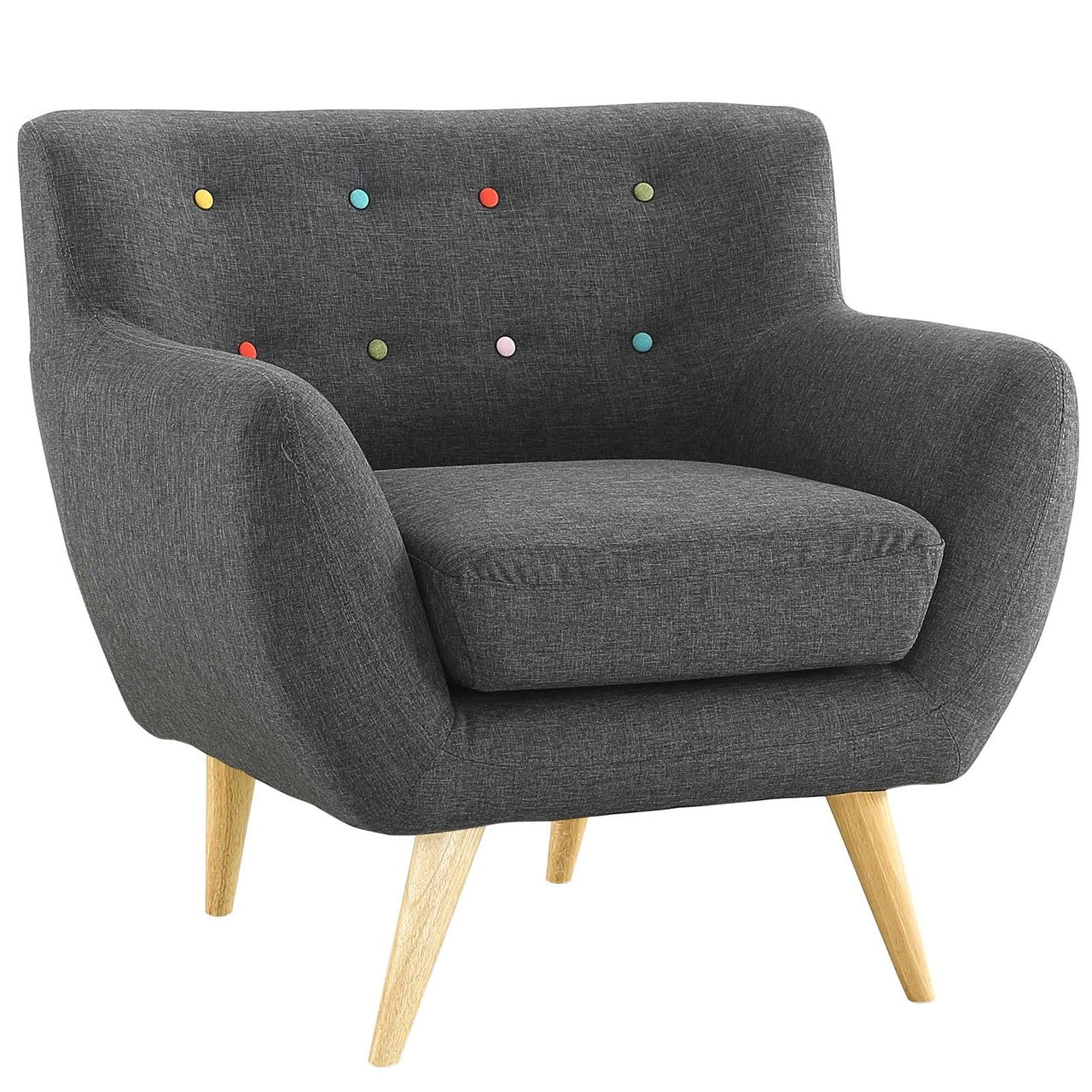Remark 3 Piece Living Room Sofa and Two Armchairs Set, Fabric, Grey Gray 14312