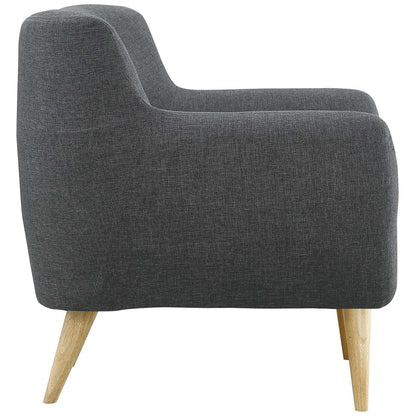 Remark 3 Piece Living Room Sofa and Two Armchairs Set, Fabric, Grey Gray 14312
