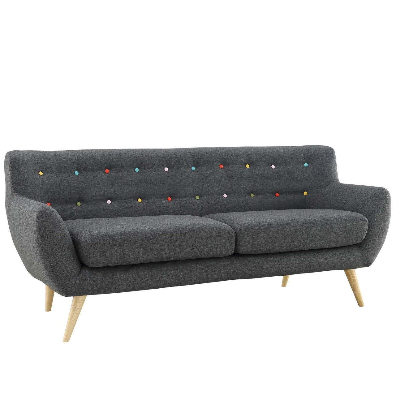 Remark 3 Piece Living Room Sofa and Two Armchairs Set, Fabric, Grey Gray 14312