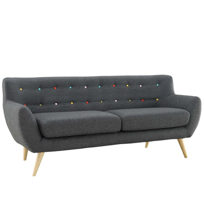 Remark 3 Piece Living Room Sofa and Two Armchairs Set, Fabric, Grey Gray 14312