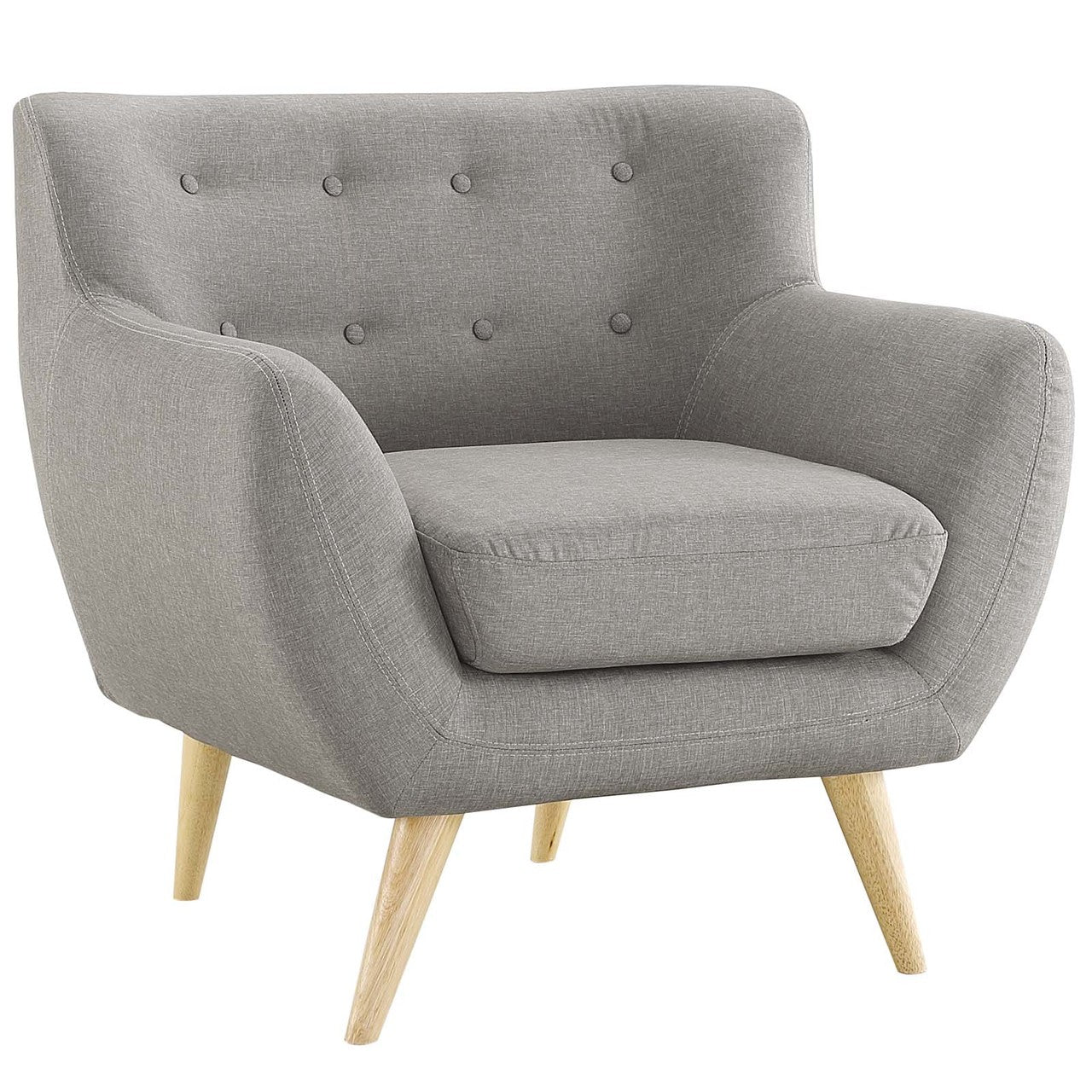 Remark 3 Piece Living Room Sofa and Two Armchairs Set, Fabric, Light Grey Gray 14313