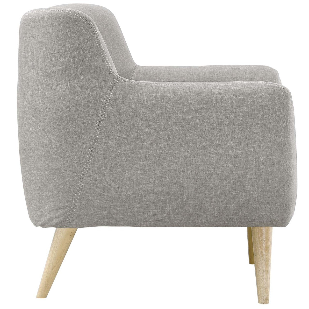 Remark 3 Piece Living Room Sofa and Two Armchairs Set, Fabric, Light Grey Gray 14313