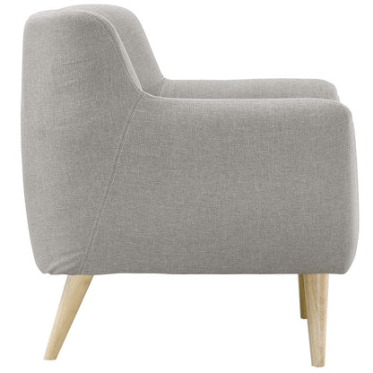Remark 3 Piece Living Room Sofa and Two Armchairs Set, Fabric, Light Grey Gray 14313