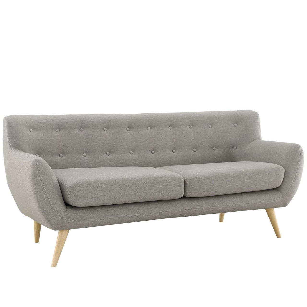 Remark 3 Piece Living Room Sofa and Two Armchairs Set, Fabric, Light Grey Gray 14313