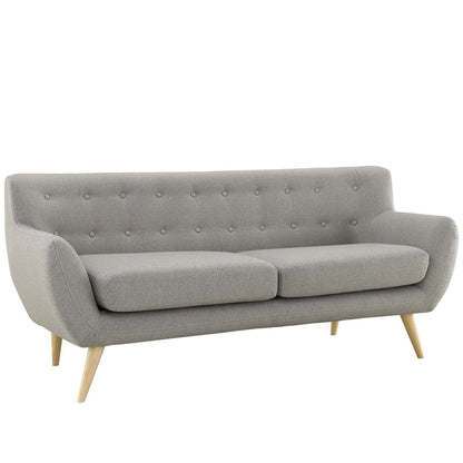 Remark 3 Piece Living Room Sofa and Two Armchairs Set, Fabric, Light Grey Gray 14313