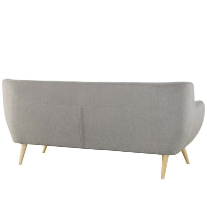 Remark 3 Piece Living Room Sofa and Two Armchairs Set, Fabric, Light Grey Gray 14313