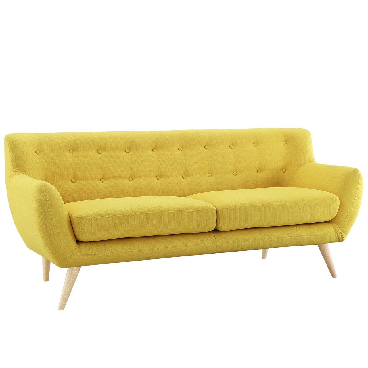 Remark 3 Piece Living Room Sofa and Two Armchairs Set, Fabric, Yellow 14314