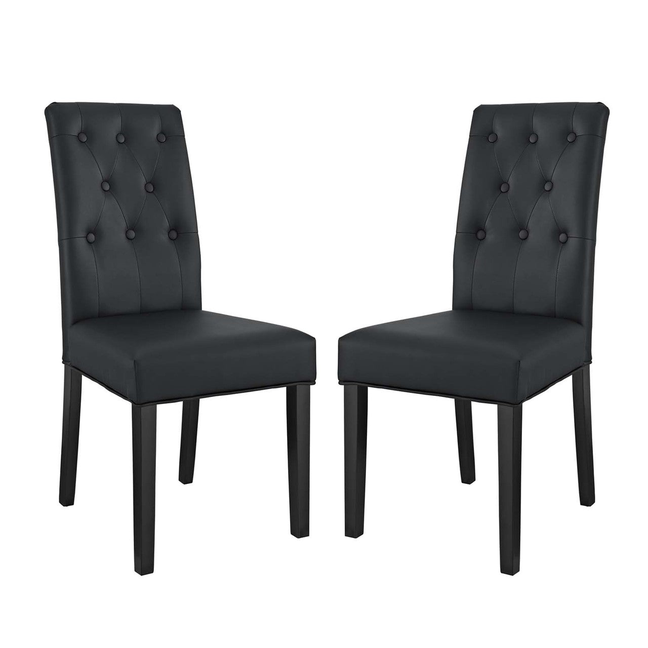 Confer Dining Side Chair Vinyl Set of 2, Faux Vinyl Leather, Black 14317