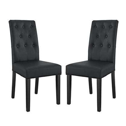 Confer Dining Side Chair Vinyl Set of 2, Faux Vinyl Leather, Black 14317