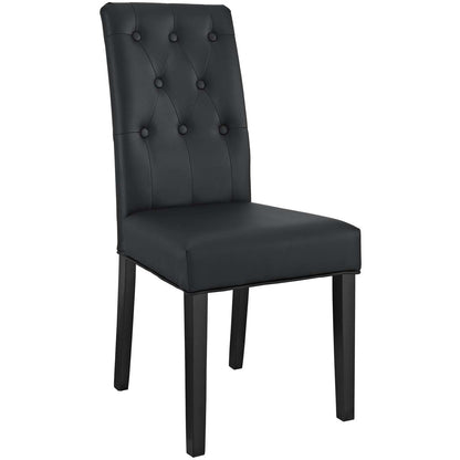 Confer Dining Side Chair Vinyl Set of 2, Faux Vinyl Leather, Black 14317