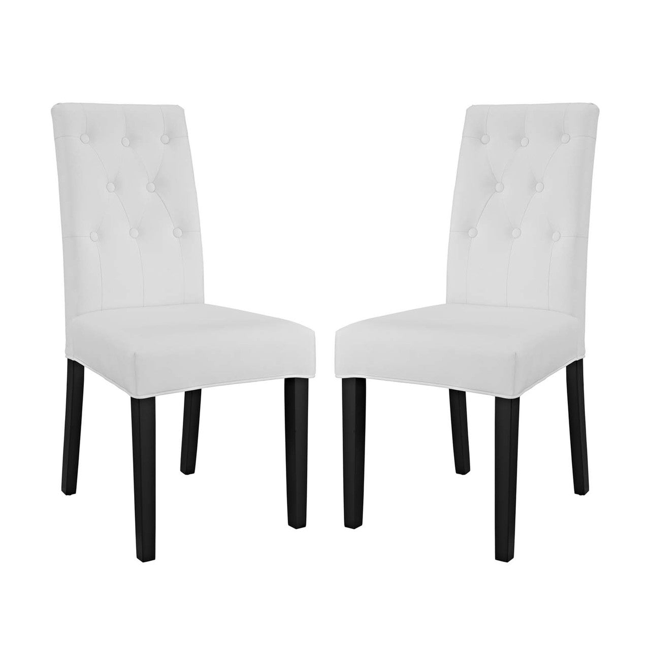 Confer Dining Side Chair Vinyl Set of 2, Faux Vinyl Leather, White 14318
