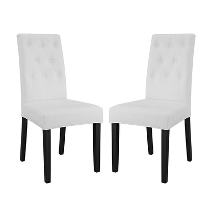 Confer Dining Side Chair Vinyl Set of 2, Faux Vinyl Leather, White 14318