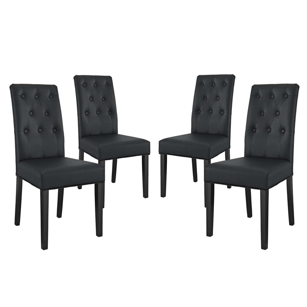 Confer Dining Side Chair Vinyl Set of 4, Faux Vinyl Leather, Black 14319