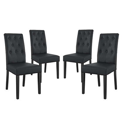 Confer Dining Side Chair Vinyl Set of 4, Faux Vinyl Leather, Black 14319