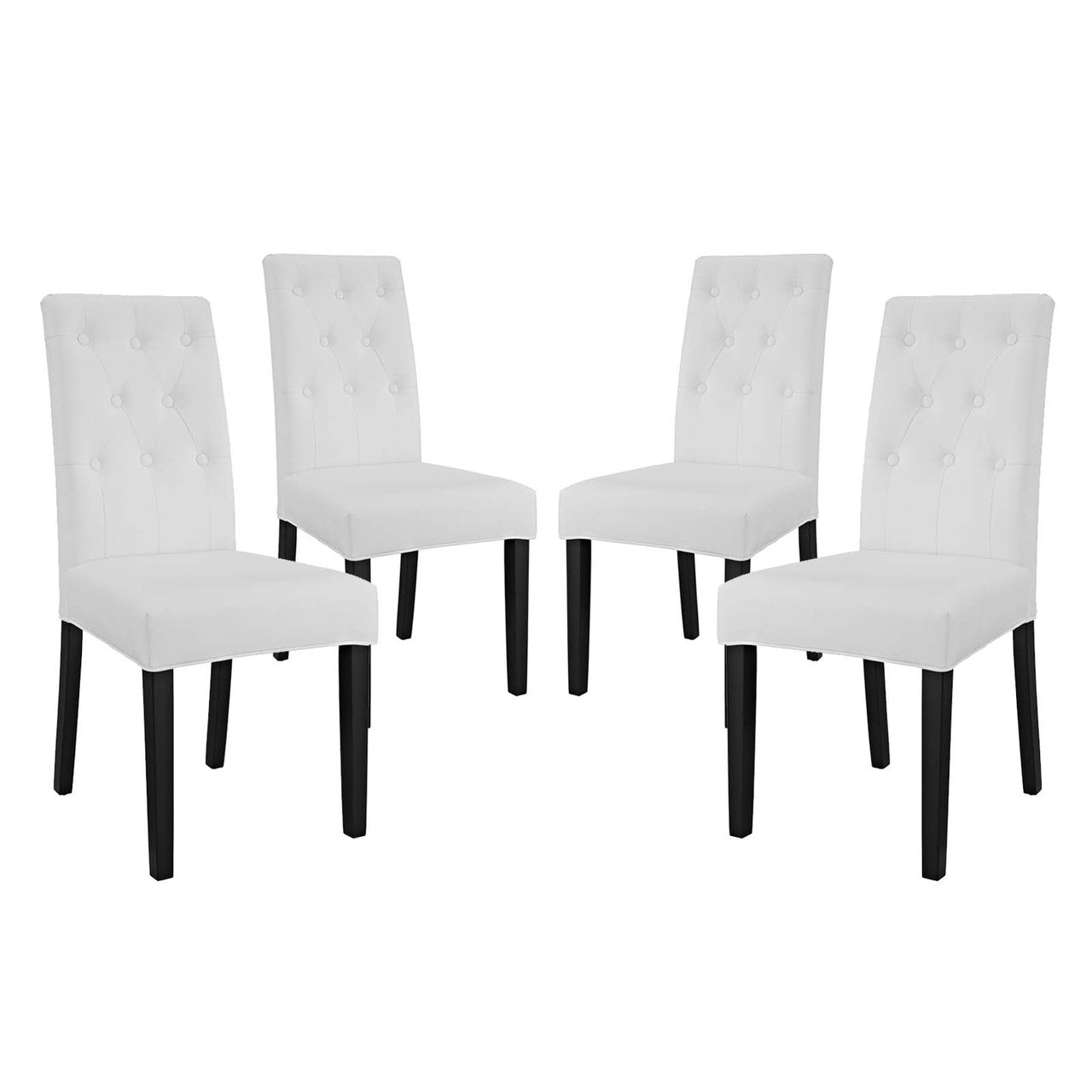 Confer Dining Side Chair Vinyl Set of 4, Faux Vinyl Leather, White 14320