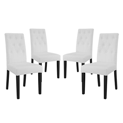 Confer Dining Side Chair Vinyl Set of 4, Faux Vinyl Leather, White 14320