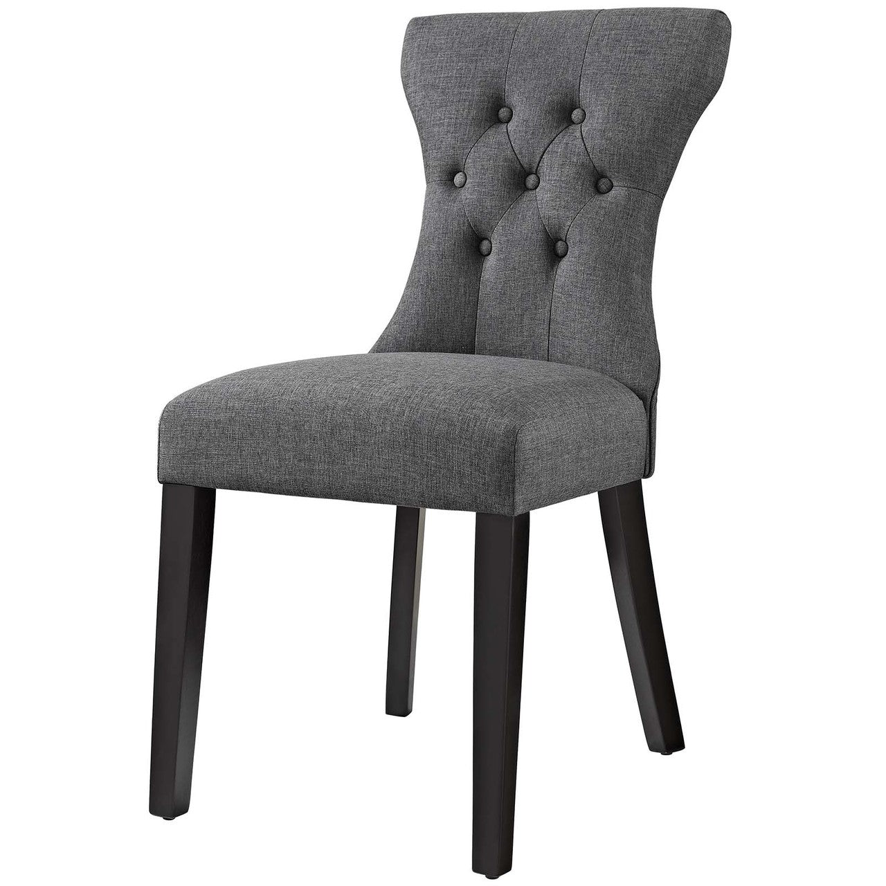 Silhouette Dining Side Chairs Upholstered Fabric Set of 2, Fabric, Grey Gray 14326