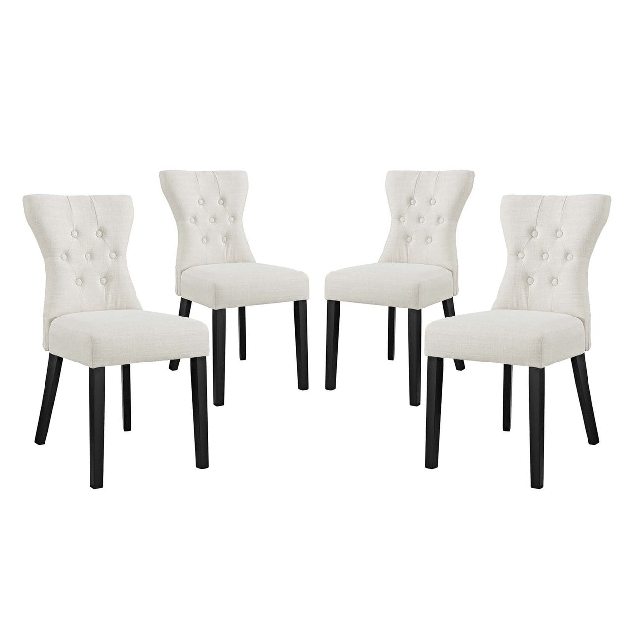 Silhouette Dining Side Chairs Upholstered Fabric Set of 4, Fabric, Beige 14327
