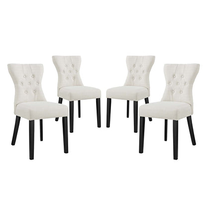 Silhouette Dining Side Chairs Upholstered Fabric Set of 4, Fabric, Beige 14327