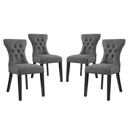 Silhouette Dining Side Chairs Upholstered Fabric Set of 4, Fabric, Grey Gray 14328