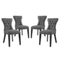 Silhouette Dining Side Chairs Upholstered Fabric Set of 4, Fabric, Grey Gray 14328