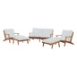 Saratoga 5 Piece Outdoor Patio Teak Set, Wood, White Natural 15070