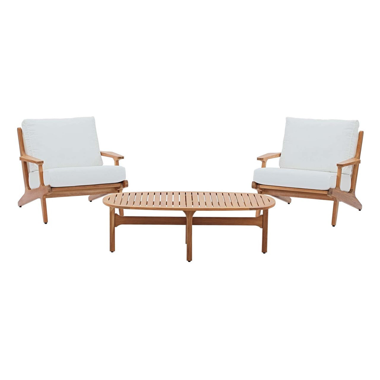 Saratoga 3 Piece Outdoor Patio Teak Set, Wood, White Natural 15071