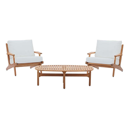 Saratoga 3 Piece Outdoor Patio Teak Set, Wood, White Natural 15071