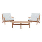 Saratoga 3 Piece Outdoor Patio Teak Set, Wood, White Natural 15071