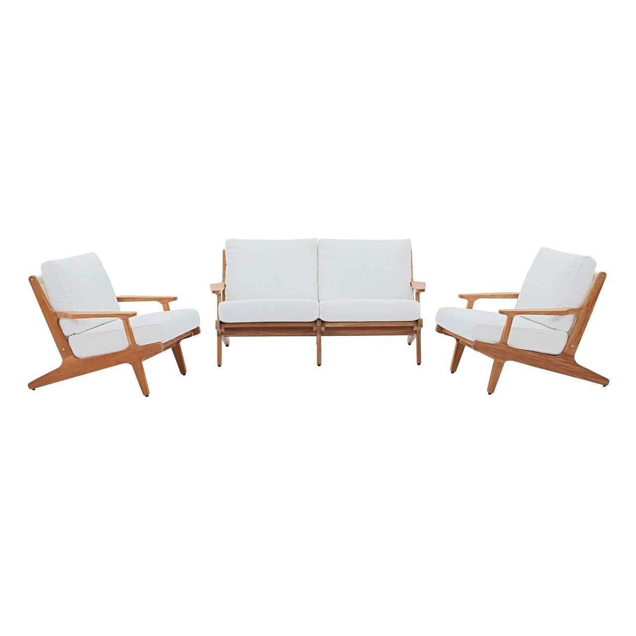 Saratoga 3 Piece Outdoor Patio Teak Set, Wood, White Natural 15072