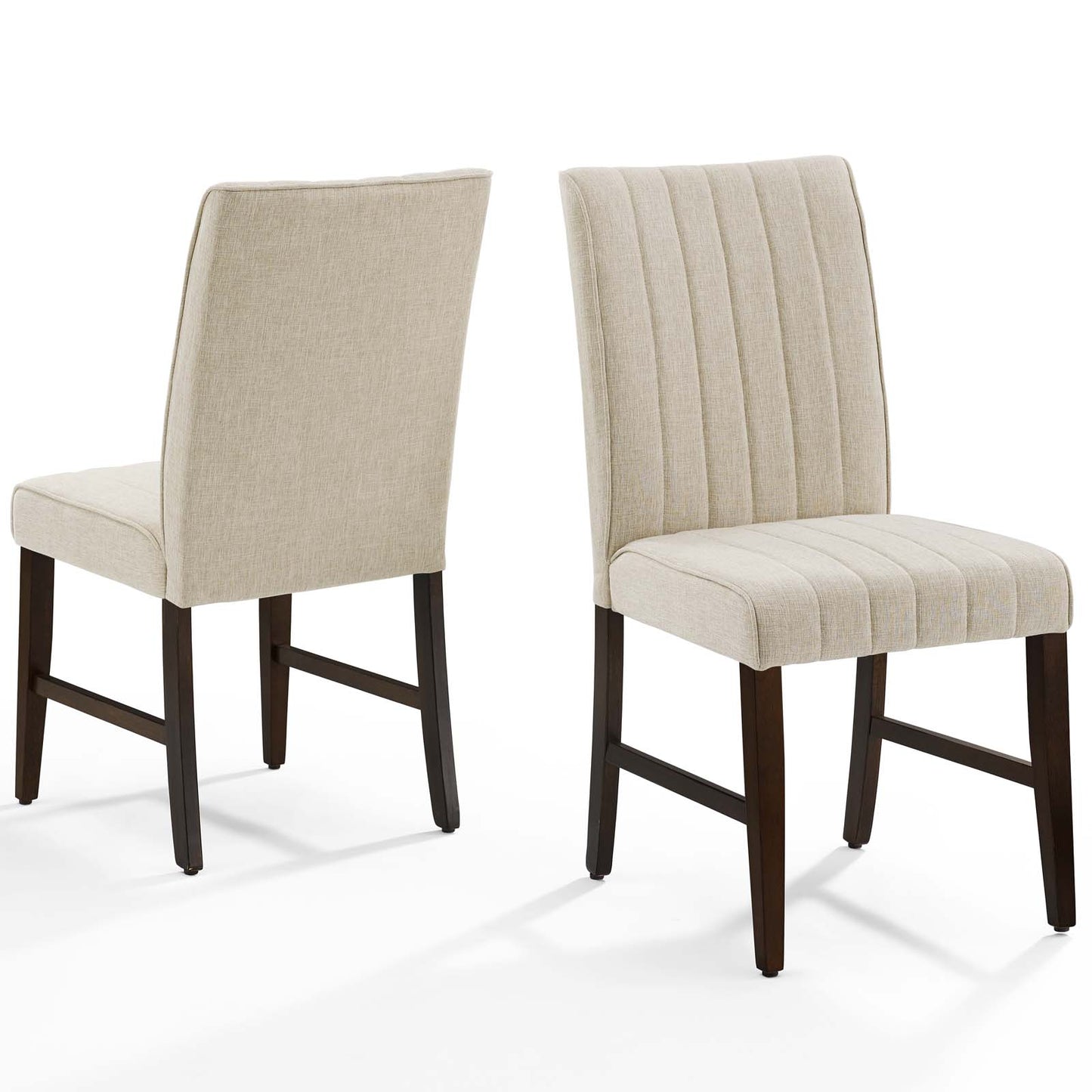 Motivate Channel Tufted Upholstered Fabric Dining Chair Set of 2, Fabric, Wood, Beige, 18161