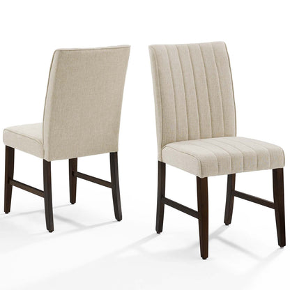 Motivate Channel Tufted Upholstered Fabric Dining Chair Set of 2, Fabric, Wood, Beige, 18161