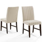 Motivate Channel Tufted Upholstered Fabric Dining Chair Set of 2, Fabric, Wood, Beige, 18161