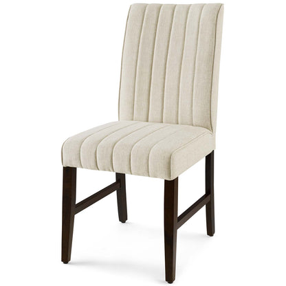 Motivate Channel Tufted Upholstered Fabric Dining Chair Set of 2, Fabric, Wood, Beige, 18161