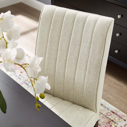 Motivate Channel Tufted Upholstered Fabric Dining Chair Set of 2, Fabric, Wood, Beige, 18161