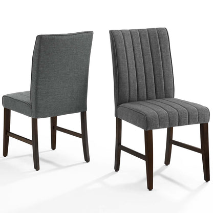 Motivate Channel Tufted Upholstered Fabric Dining Chair Set of 2, Fabric, Wood, Grey Gray, 18163