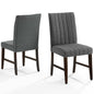 Motivate Channel Tufted Upholstered Fabric Dining Chair Set of 2, Fabric, Wood, Grey Gray, 18163