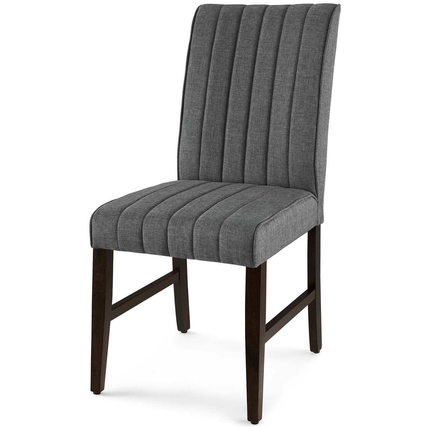 Motivate Channel Tufted Upholstered Fabric Dining Chair Set of 2, Fabric, Wood, Grey Gray, 18163